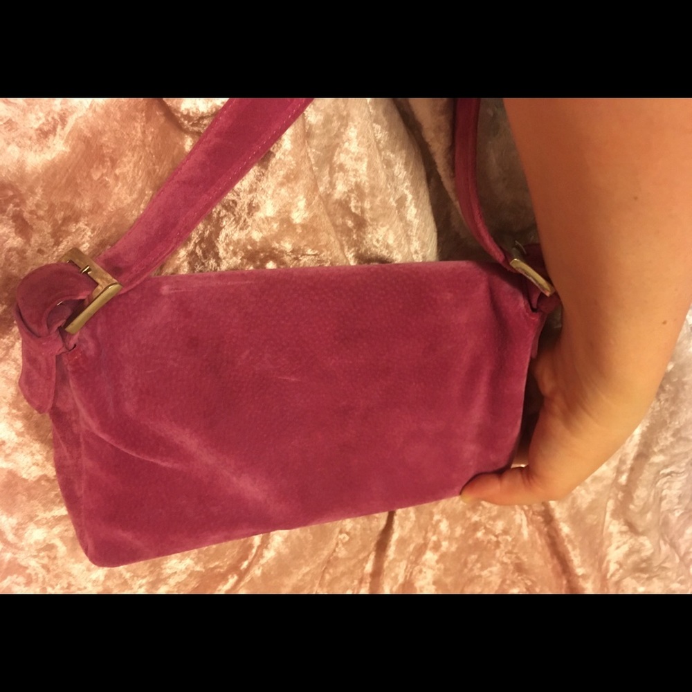 NWOT pink Suede mini BeBe Purse! - Picture 5 of 6